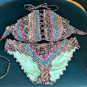 Coco Rave Multicolor Ruffle Bikini top & bottoms